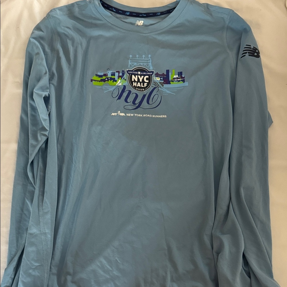 New Balance Light Blue NYC Half Long-Sleeve Performance Shirt